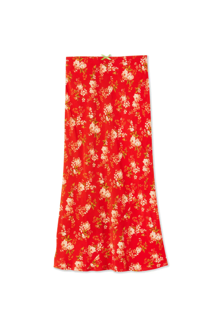 Red Floral Midi Skirt - Image 10