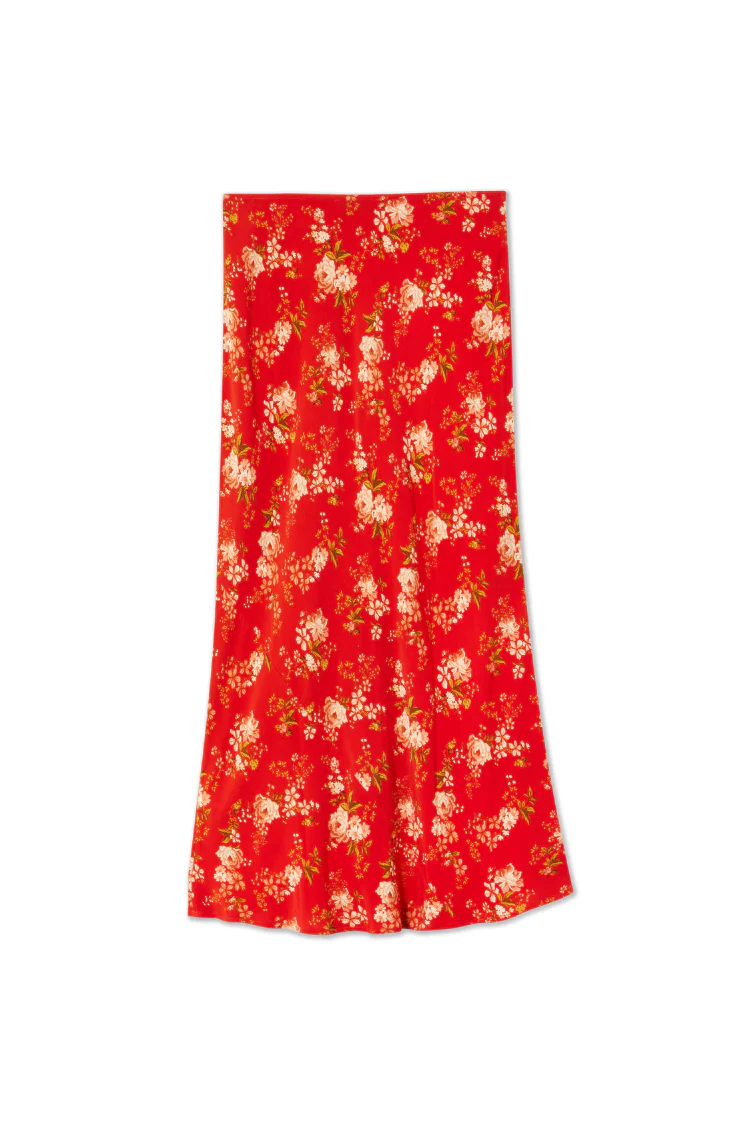 Red Floral Midi Skirt - Image 9