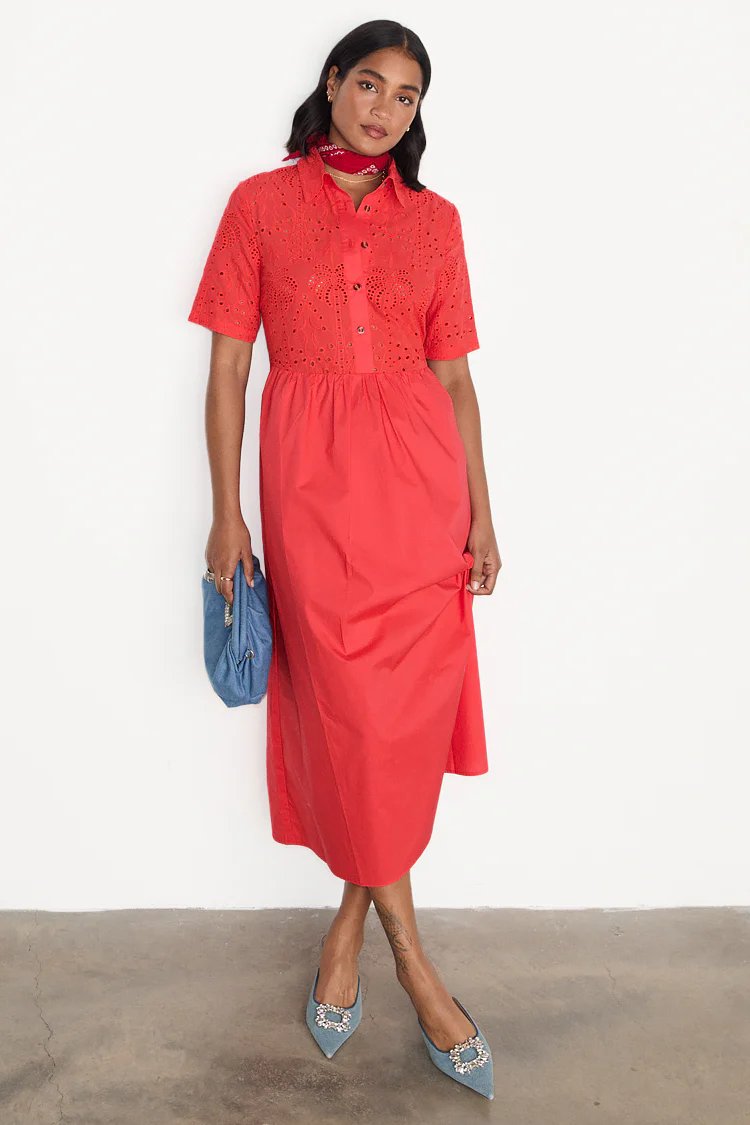 Red Palm Broderie Hayley Dress - Image 2
