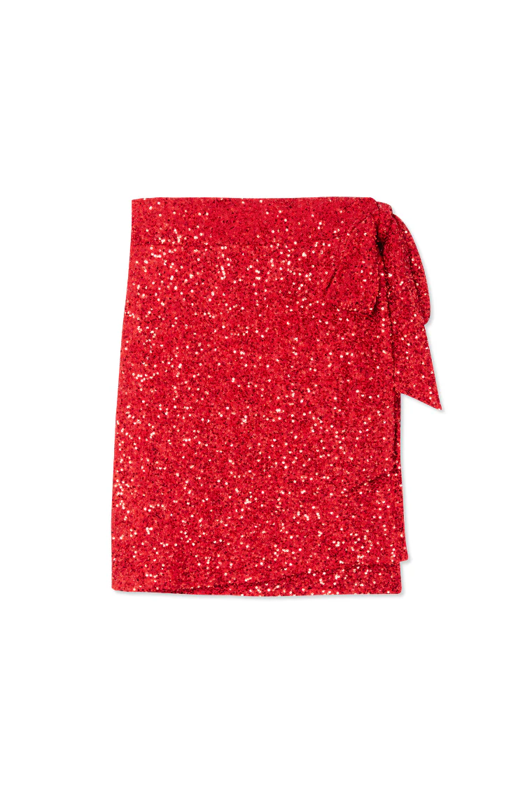Red Sequin Mini Jaspre Skirt - Image 8