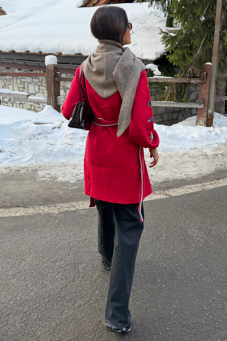 Red Ski Knit Long Cardigan - Image 9
