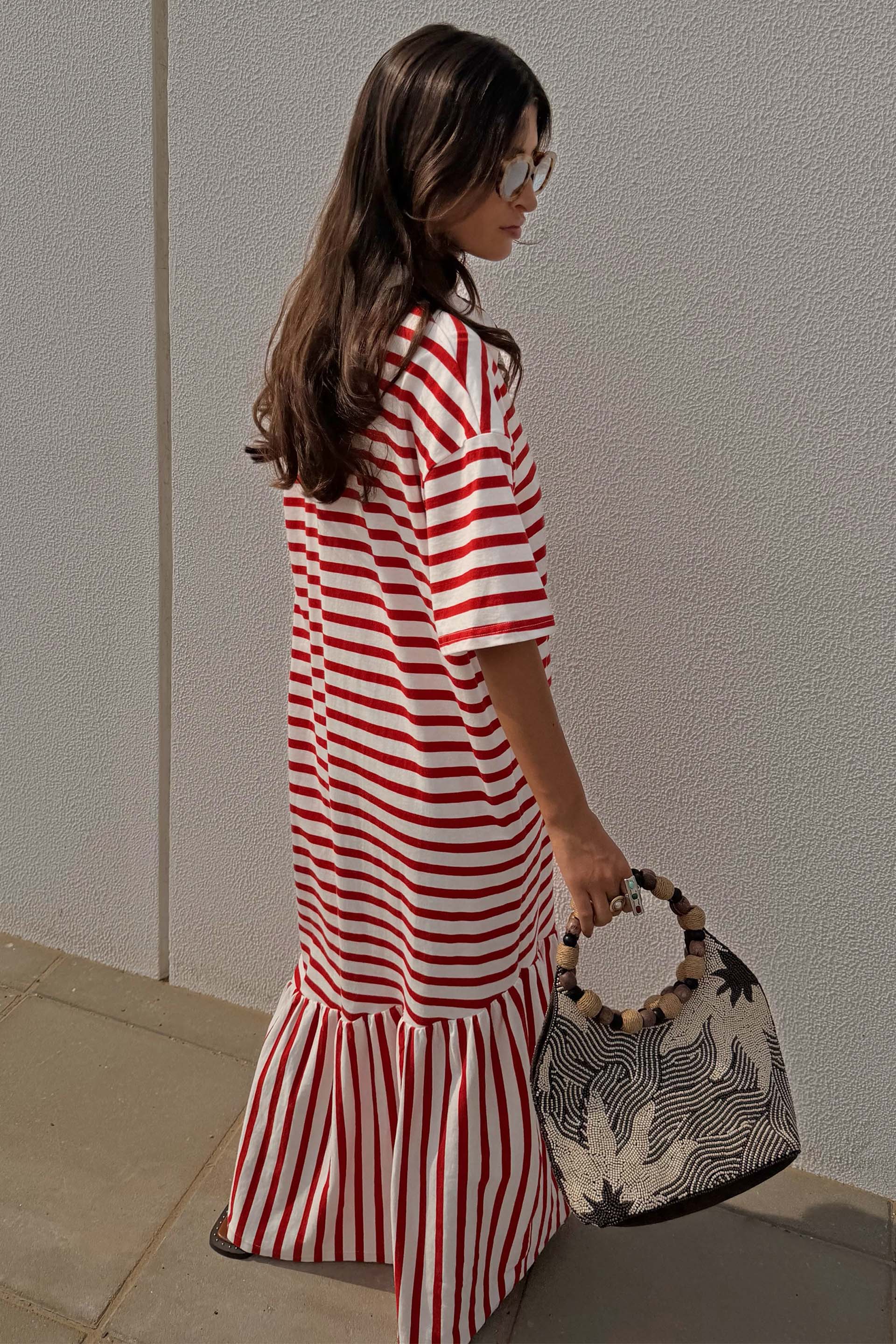 Red Stripe Jersey Dress - Image 4