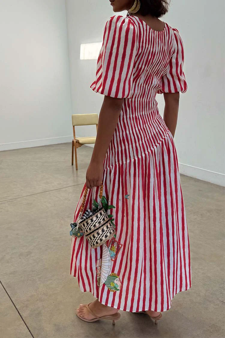 Red Stripe Nara Dress - Image 11