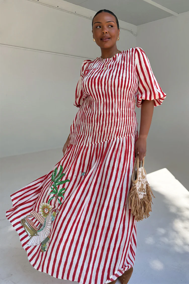 Red Stripe Nara Dress - Image 5