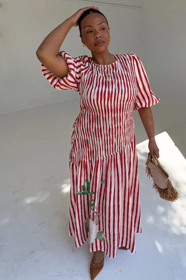 Red Stripe Nara Dress - Image 7