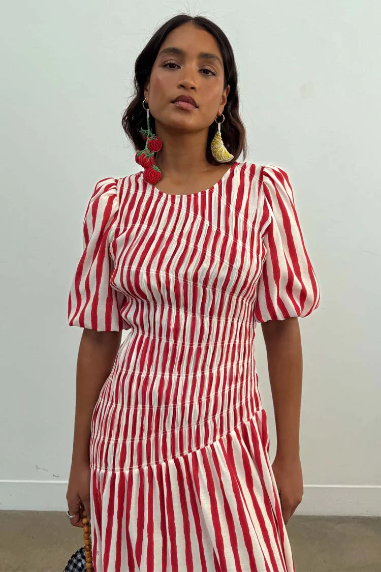 Red Stripe Nara Dress - Image 8