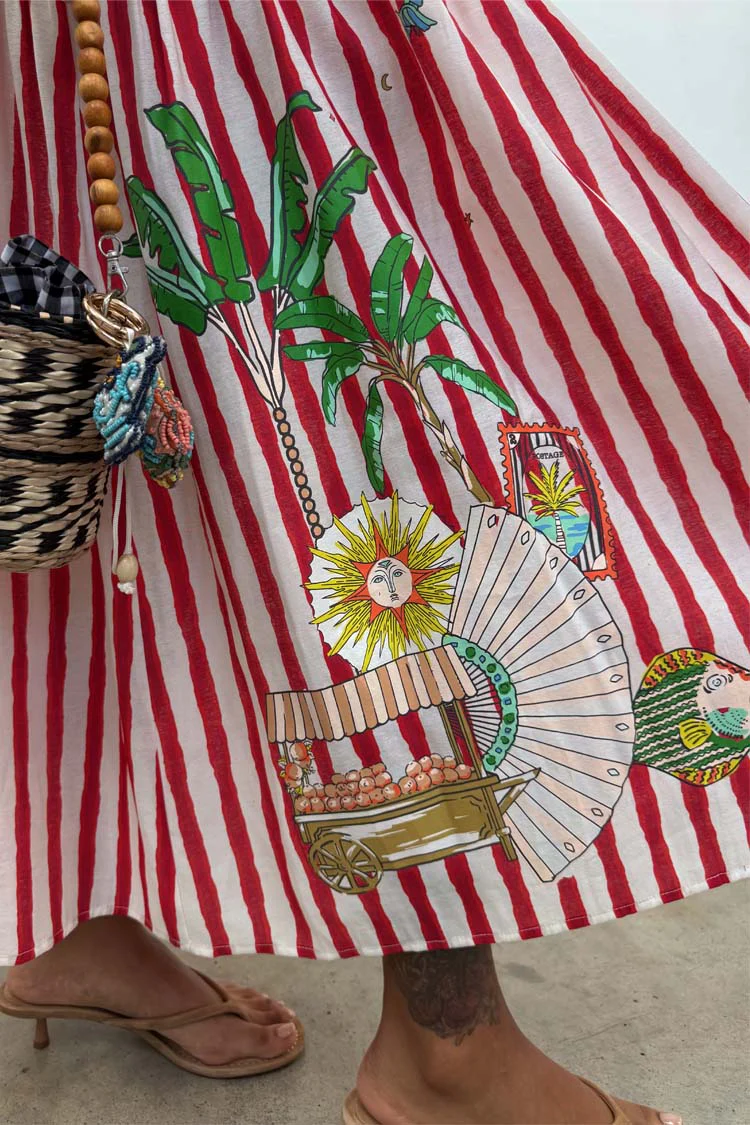Red Stripe Nara Dress - Image 9