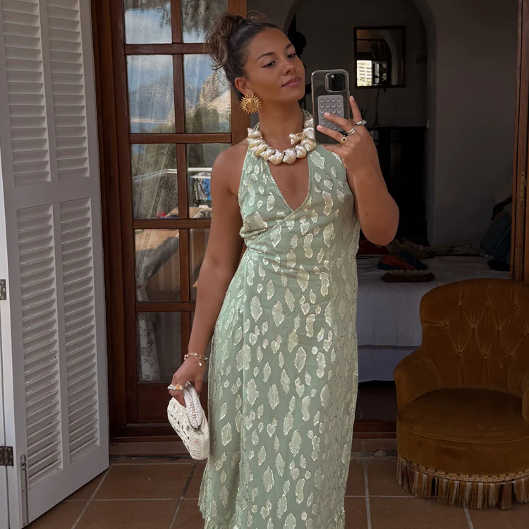 Sage Freya Jacquard Maxi Dress Petite