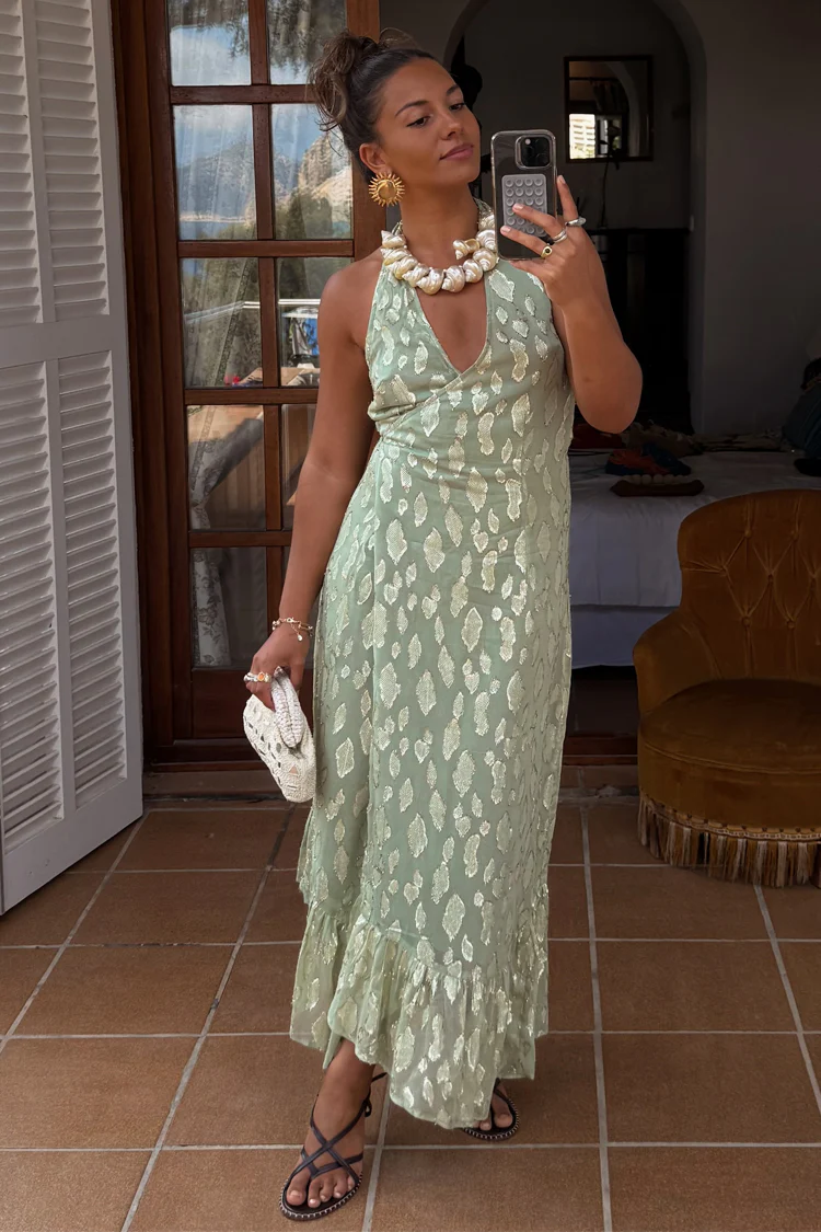 Sage Freya Jacquard Maxi Dress Petite - Image 2
