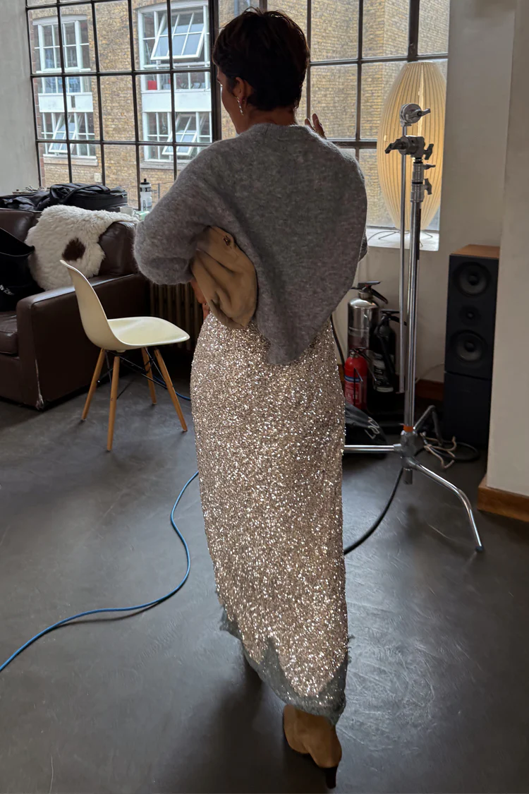 Silver Sequin Midi Maeva Skirt - Image 11