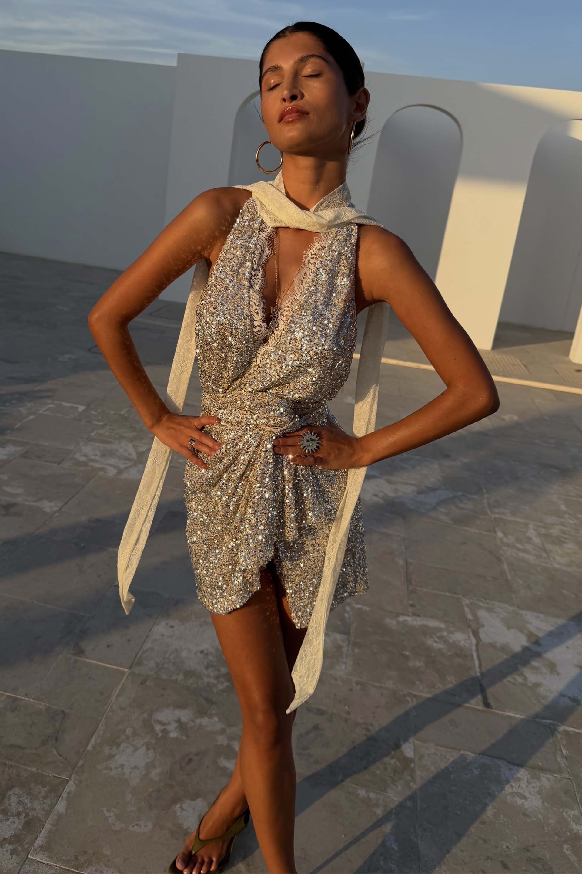 Silver Sequin Mini Jaspre Skirt - Image 6