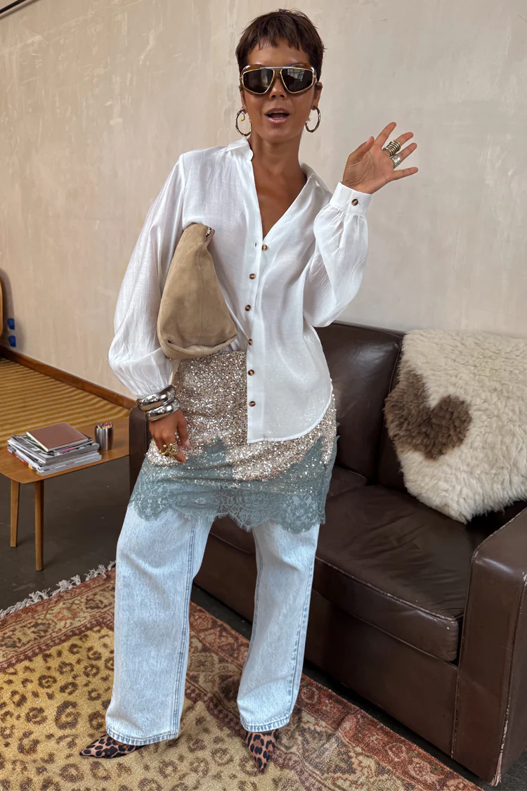 Silver Sequin Mini Maeva Skirt - Image 5