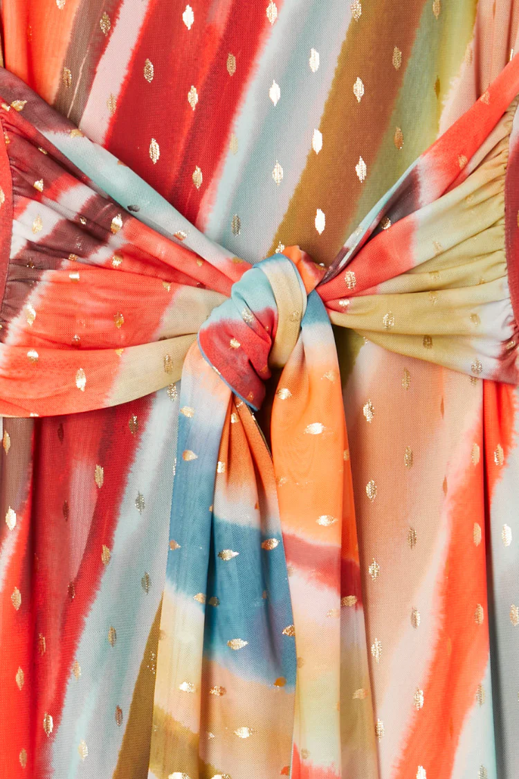 Sunset Stripe Mesh Midi Dress - Image 13