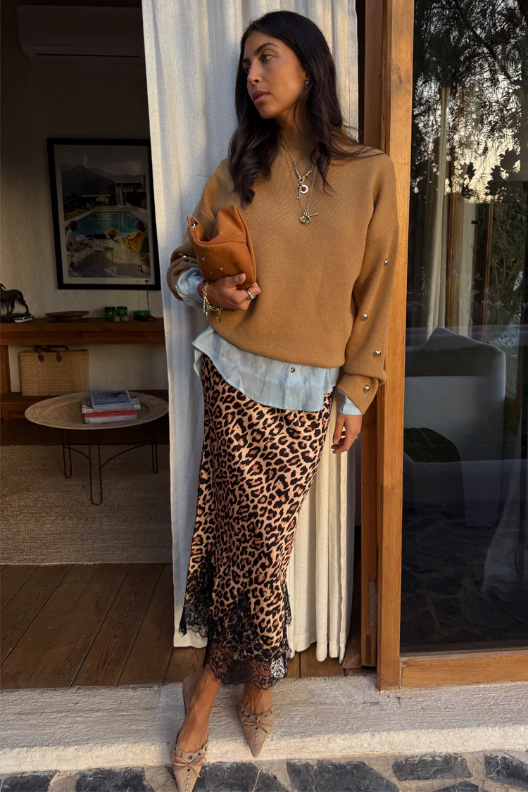 Tan Stud Evie Knit Jumper - Image 3