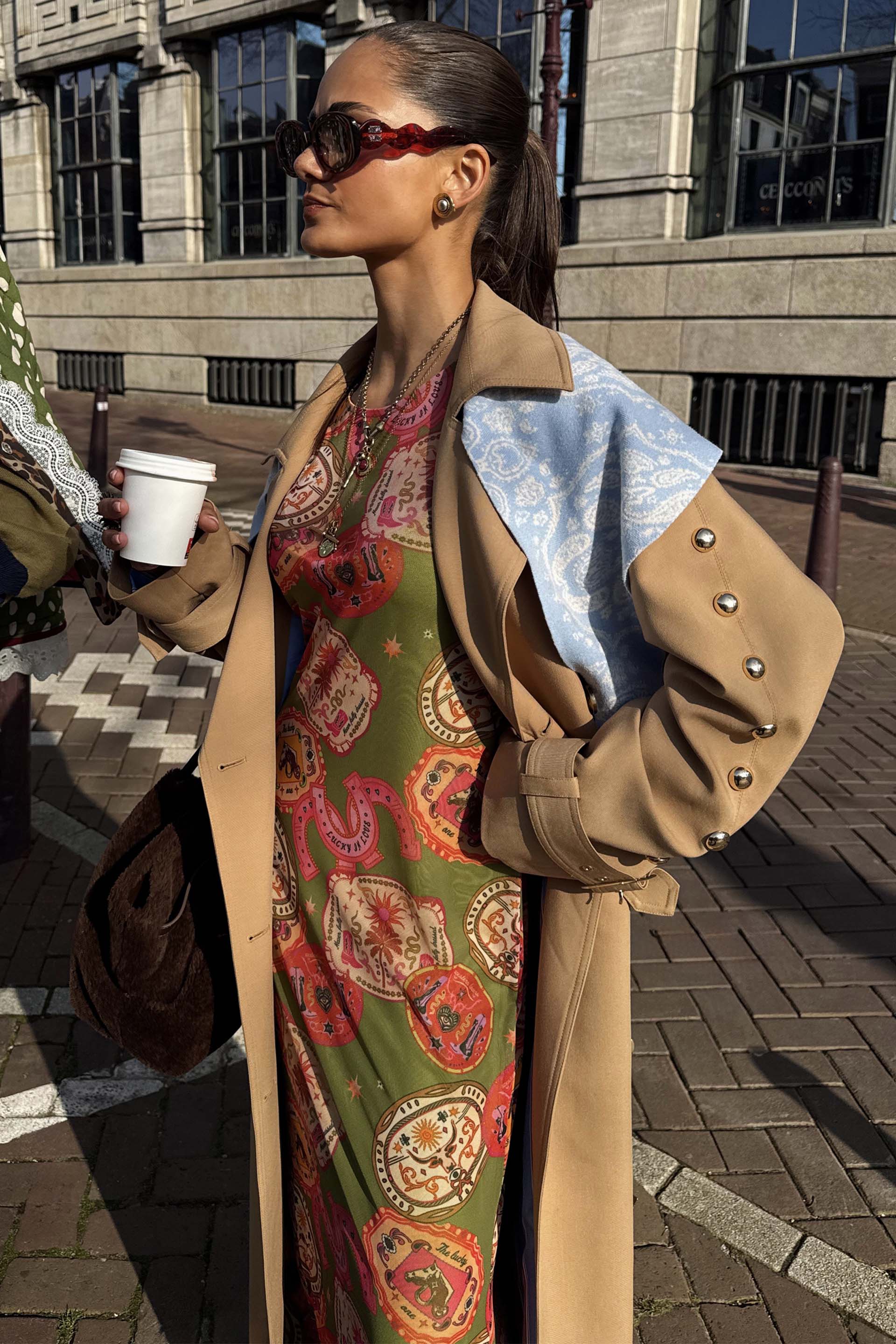 Tan Trench Coat with Gold Studs - Image 5
