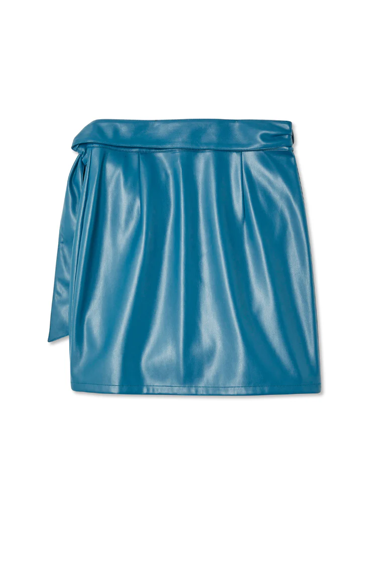Teal Vegan Leather Mini Jaspre Skirt Petite - Image 12