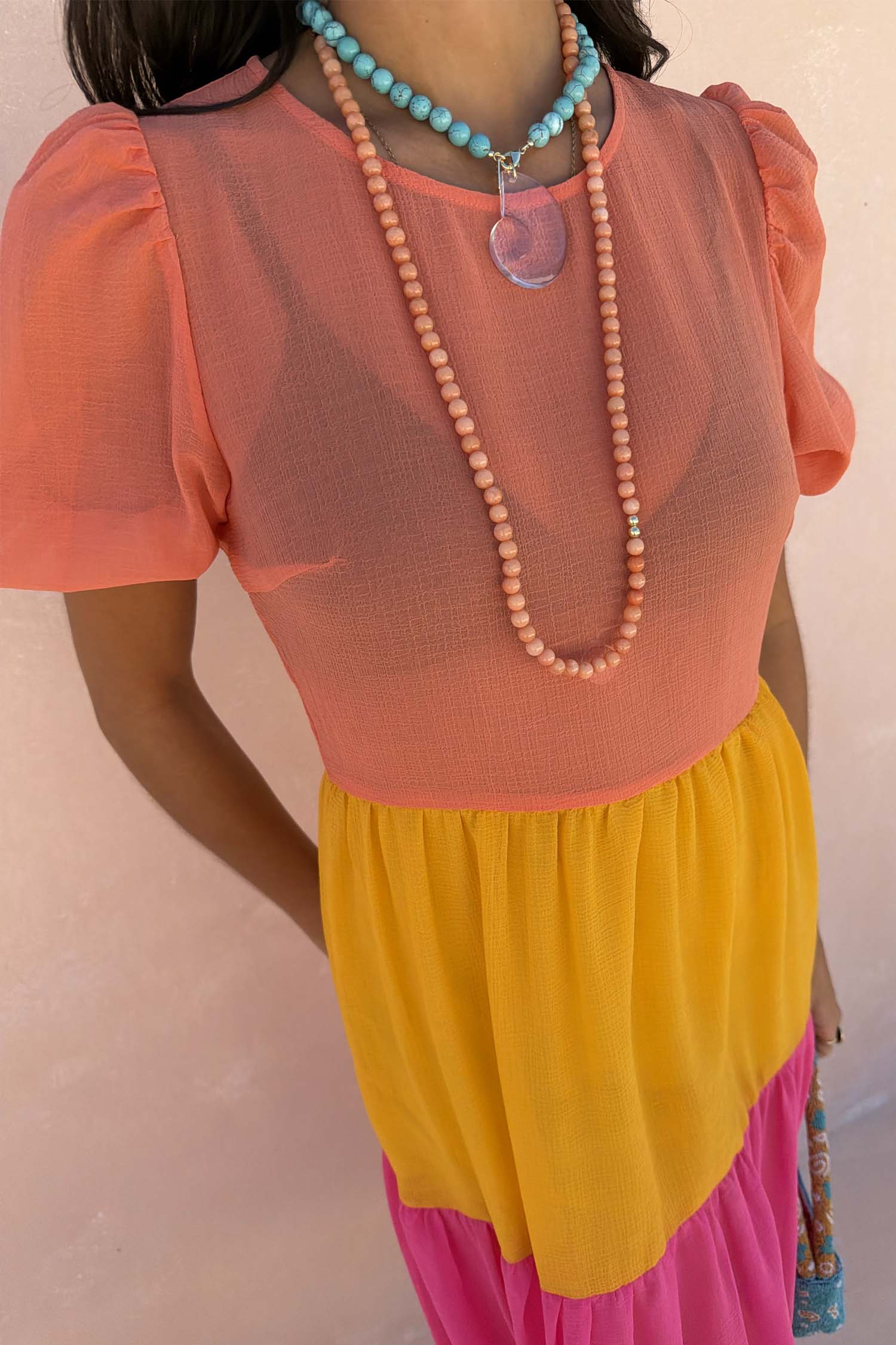 Tiered Orange and Pink Abigail Dress Petite - Image 5