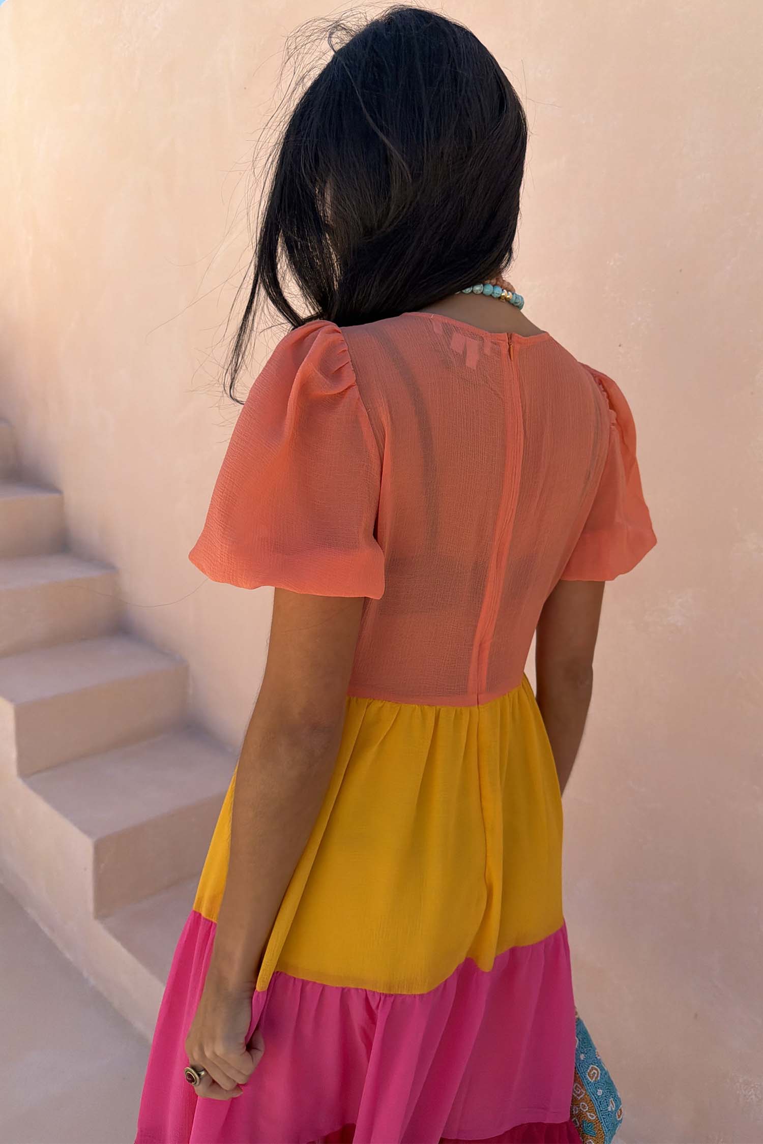 Tiered Orange and Pink Abigail Dress Petite - Image 7