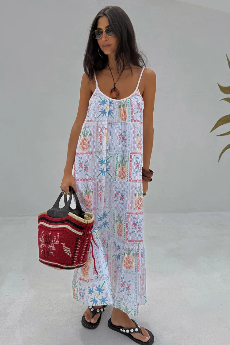 White Island Cross Stitch Maxi Dress - Image 2