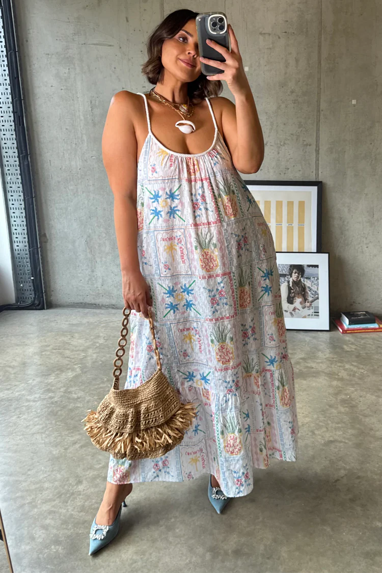 White Island Cross Stitch Maxi Dress - Image 3