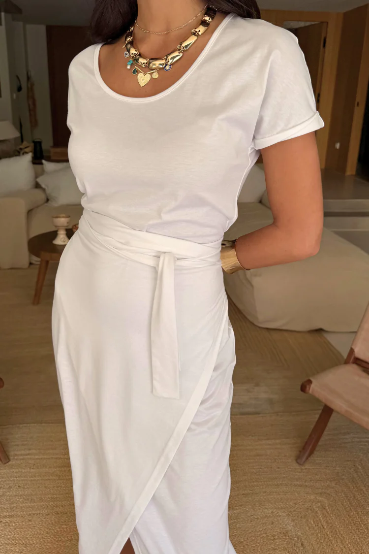 White Jesse Jersey Wrap Dress - Image 3