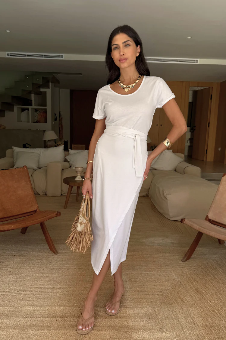 White Jesse Jersey Wrap Dress - Image 4