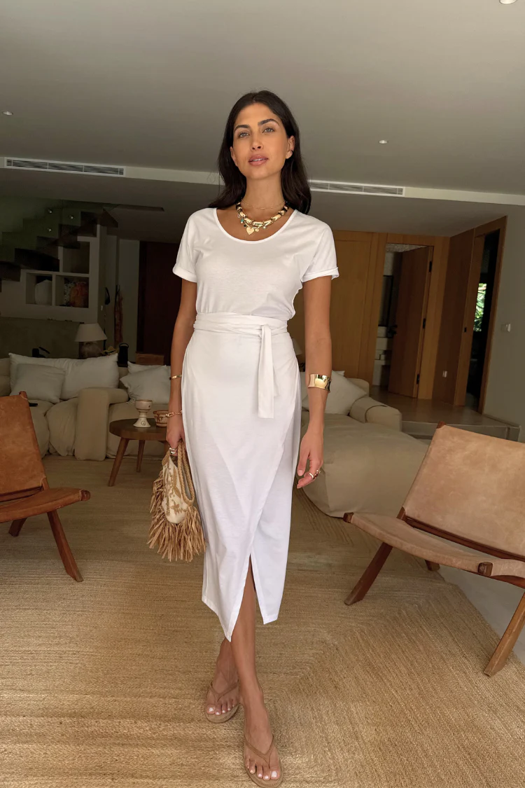 White Jesse Jersey Wrap Dress - Image 8