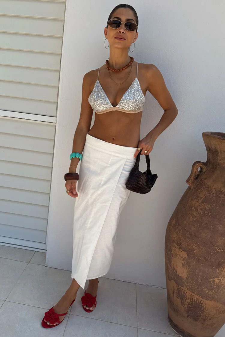 White Linen Jaspre Skirt - Image 3
