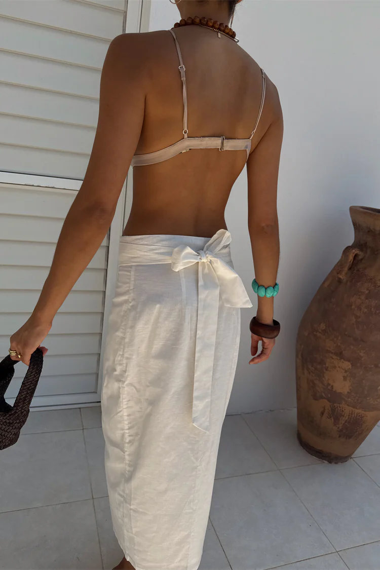 White Linen Jaspre Skirt - Image 7