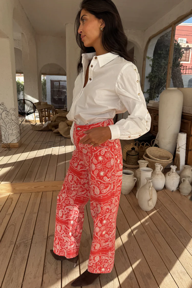 White Marley Shirt with Gold Studs - Image 6
