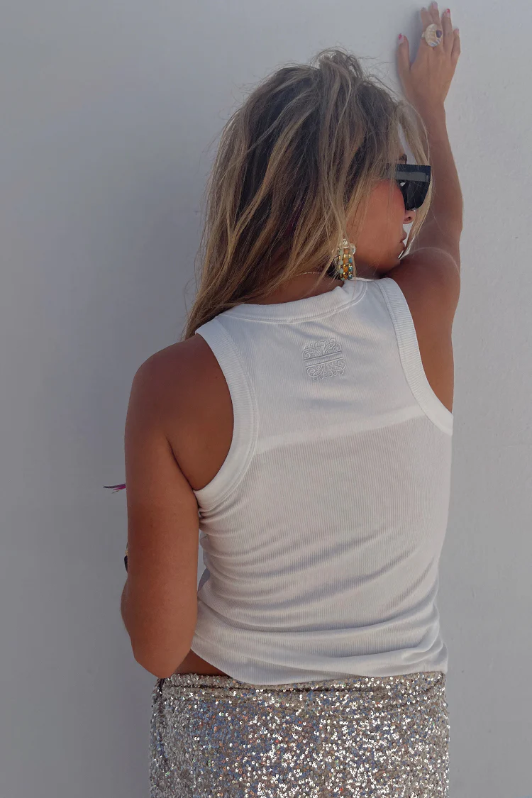 White Ribbed Tank - Image 4