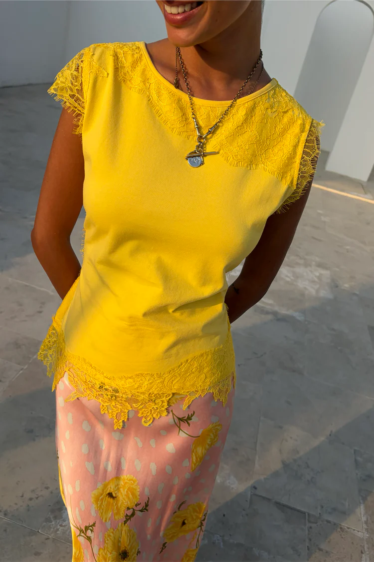 Yellow Lace Insert Top - Image 2