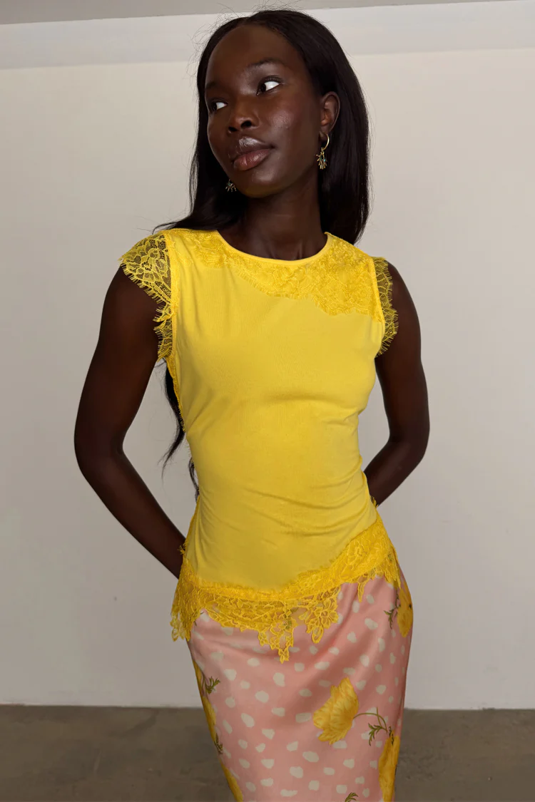 Yellow Lace Insert Top - Image 4