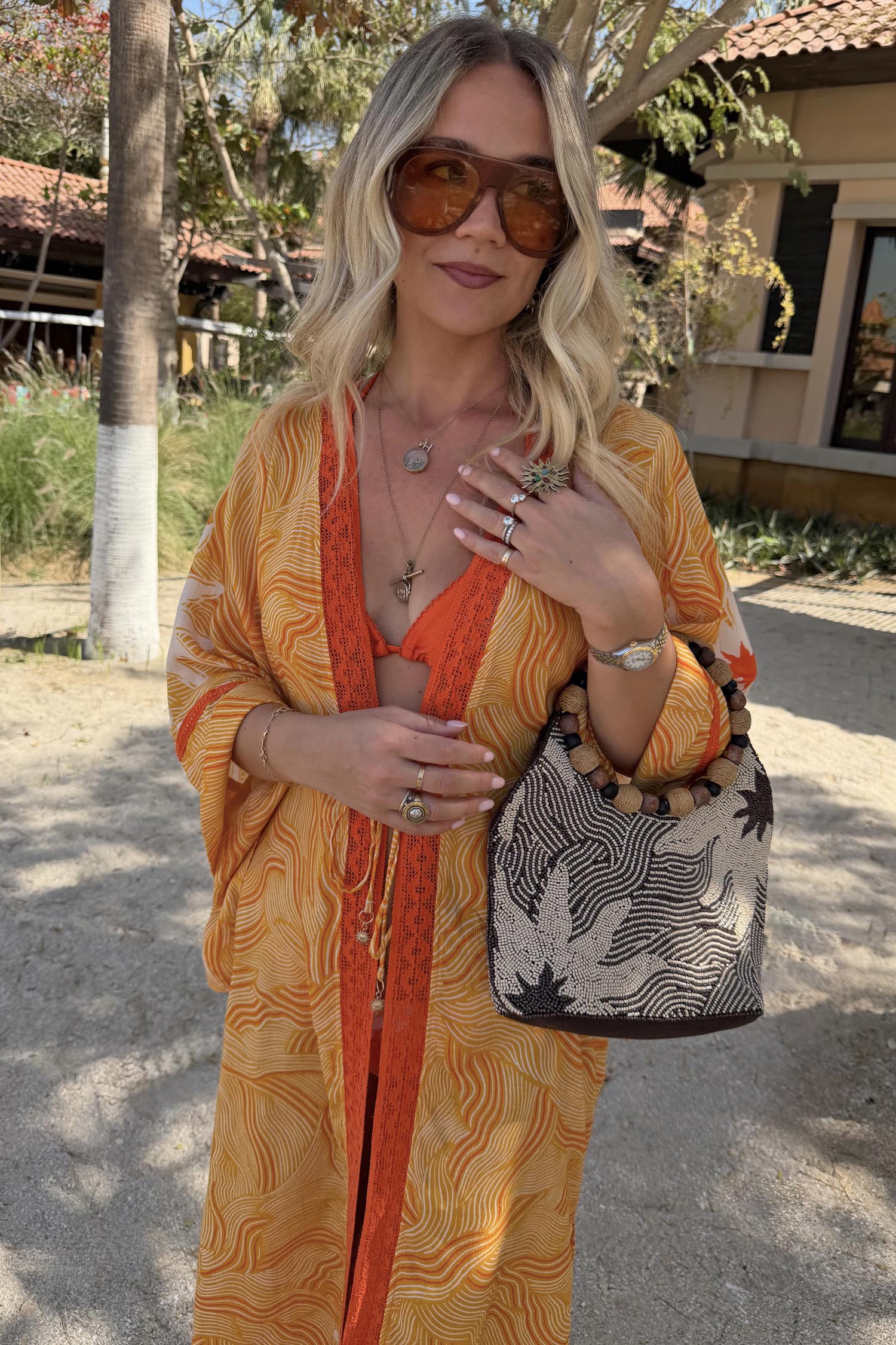 Yellow Sun Kimono with Beading - Image 3