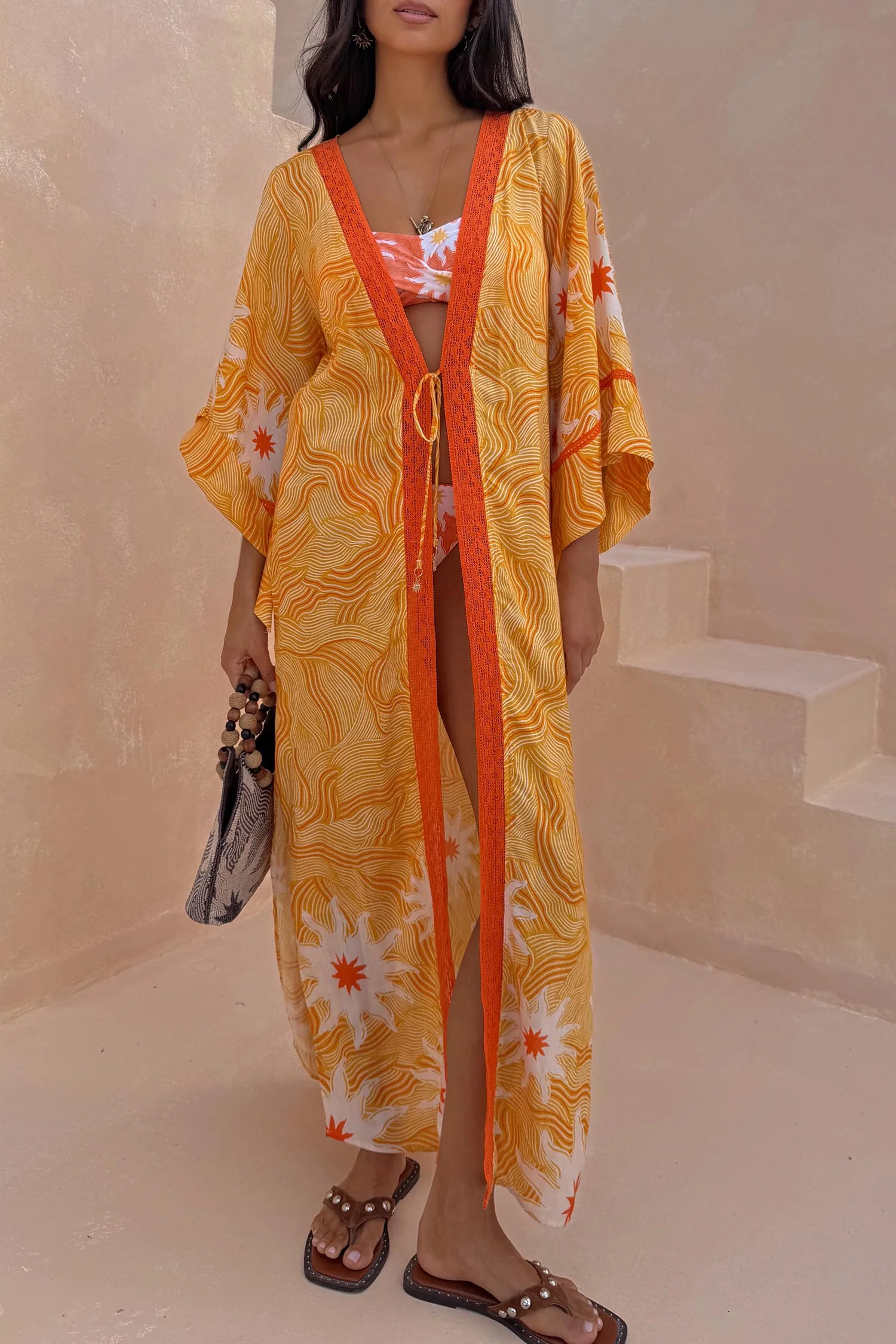 Yellow Sun Kimono with Beading - Image 7